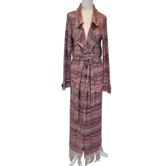 Free People Red Orange Desert Sunrise Duster Cardigan Sweater Small - Picture 5 of 11